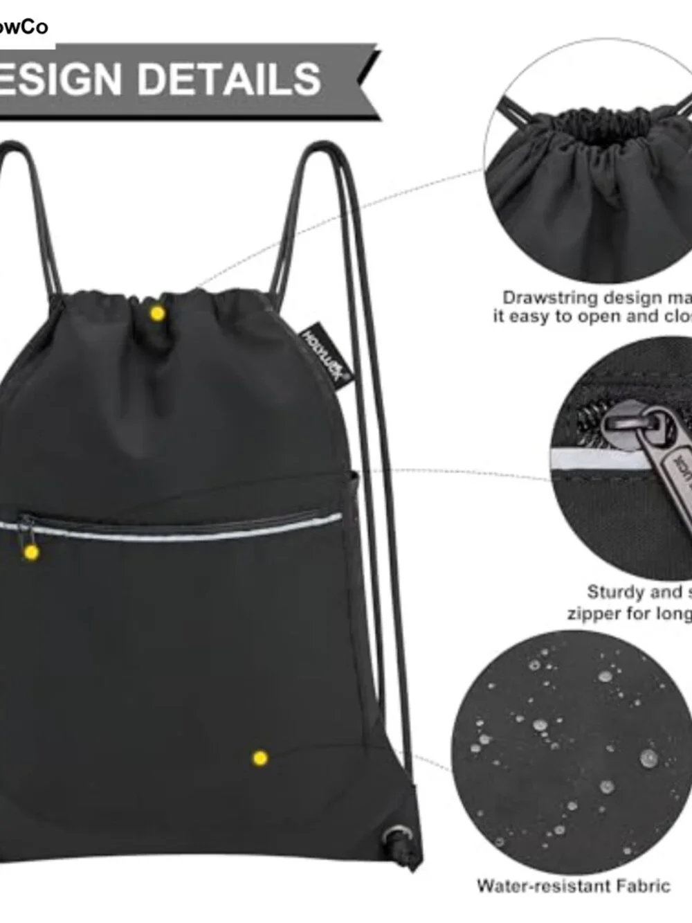 Drawstring Backpack Gym Bag Mesh Pockets String Bag Men Women Sports Travel